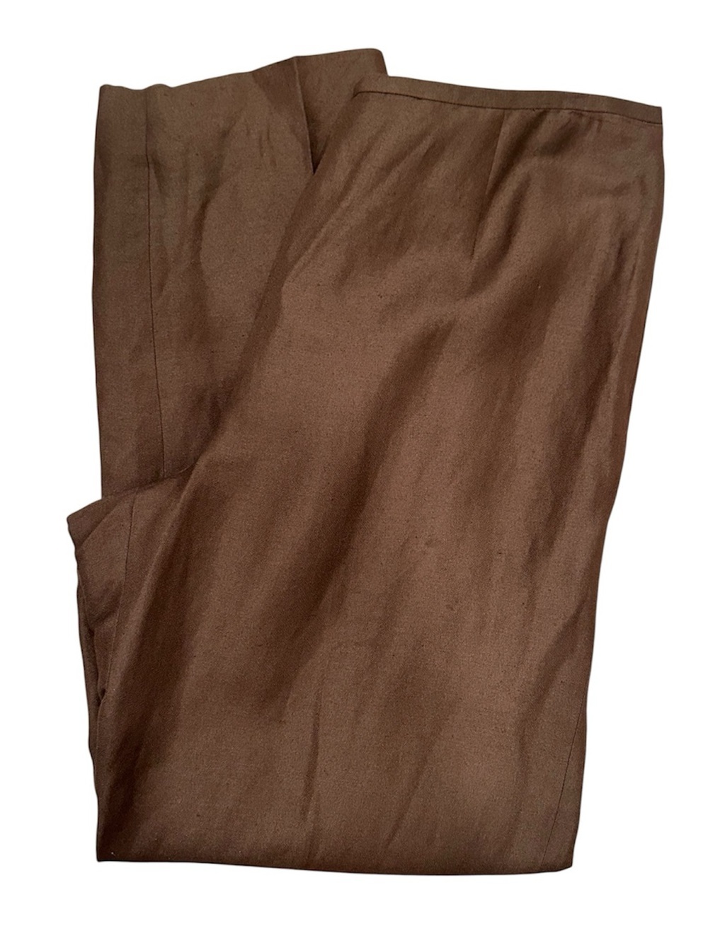 Ann Taylor Linen Blend Straight Leg Lined Trousers Chocolate Brown Career Sz 12